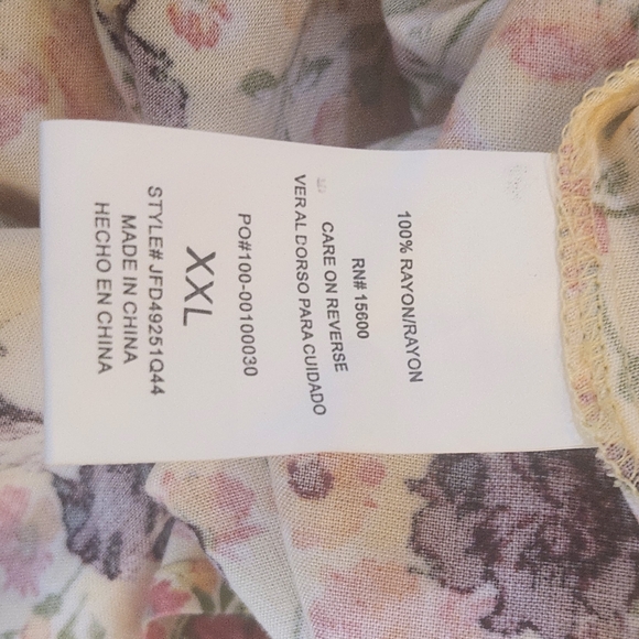 Maison & Belle Yellow Purple Floral Midi Dress with Back Cutout XXL NWT - Picture 8 of 8